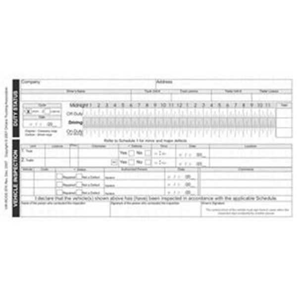 8½ x 4¼ VIR w/Record of Duty Status - 1 Truck/1 Trailer