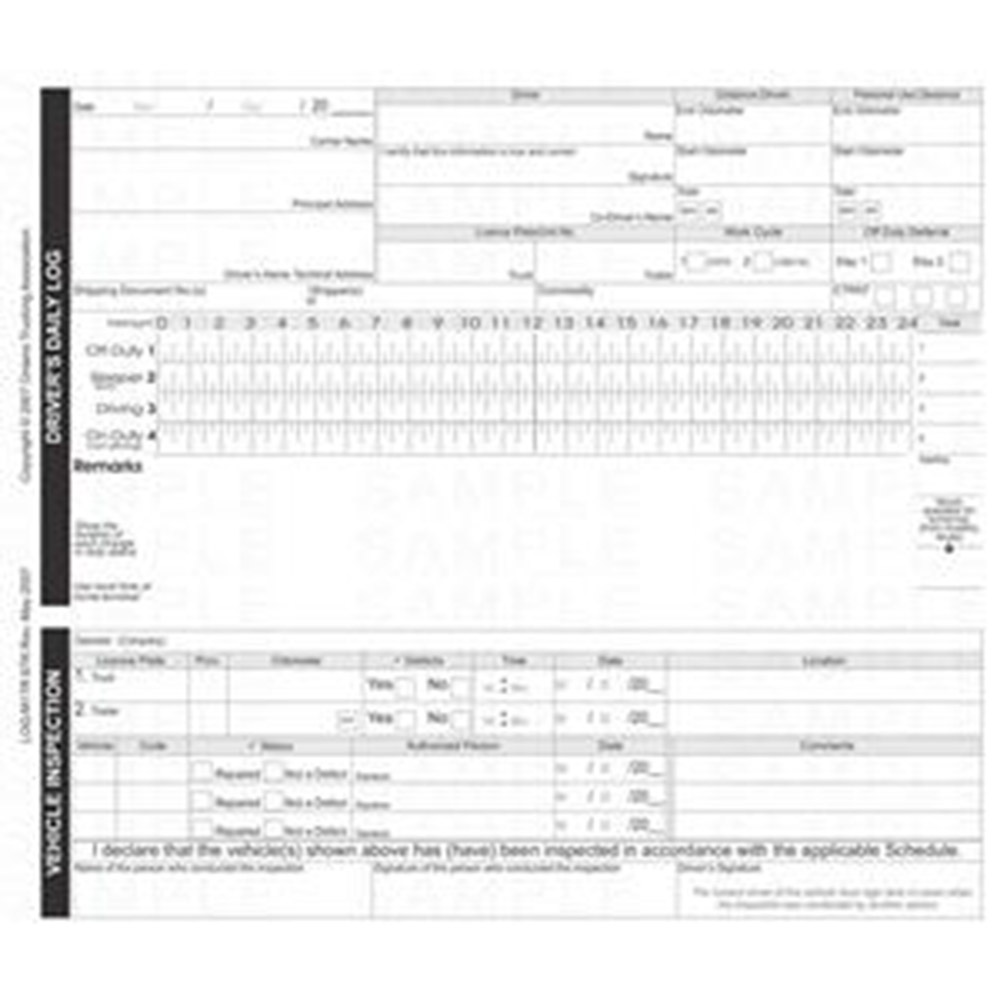 8½ x 7 Log no Carbon for 1 Truck/1 Trailer