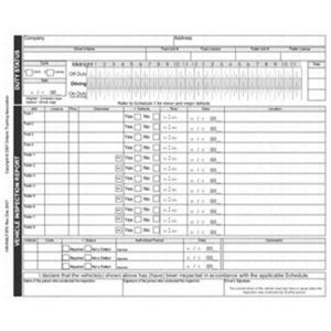 8½ x 7 VIR w/ Record of Duty Status for 4 Trucks/8 Trailers