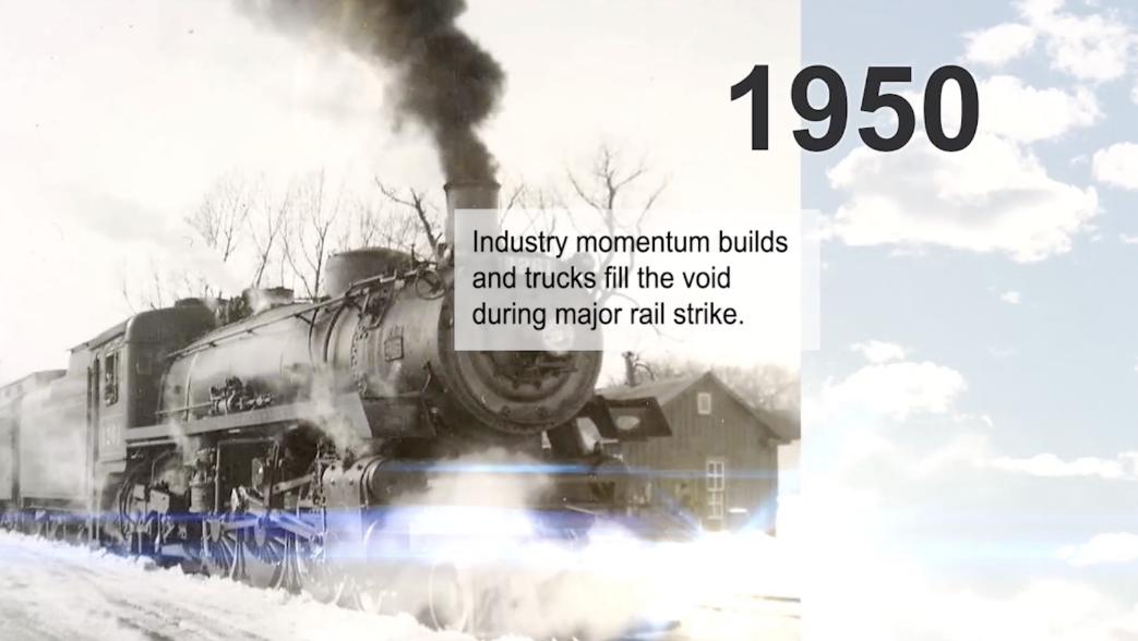 1950 - Industry momentum builds and trucks fill the void during major rail strike.