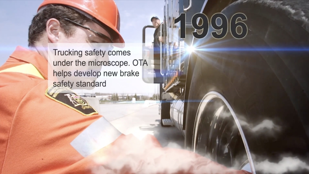 1996 - Trucking safety comes under the microscope. OTA helps develop new brake safety standards.
